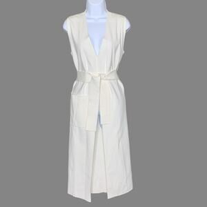 COS Collection of Style S NEW Ivory Sleeveless Long Sweater Duster Cardigan